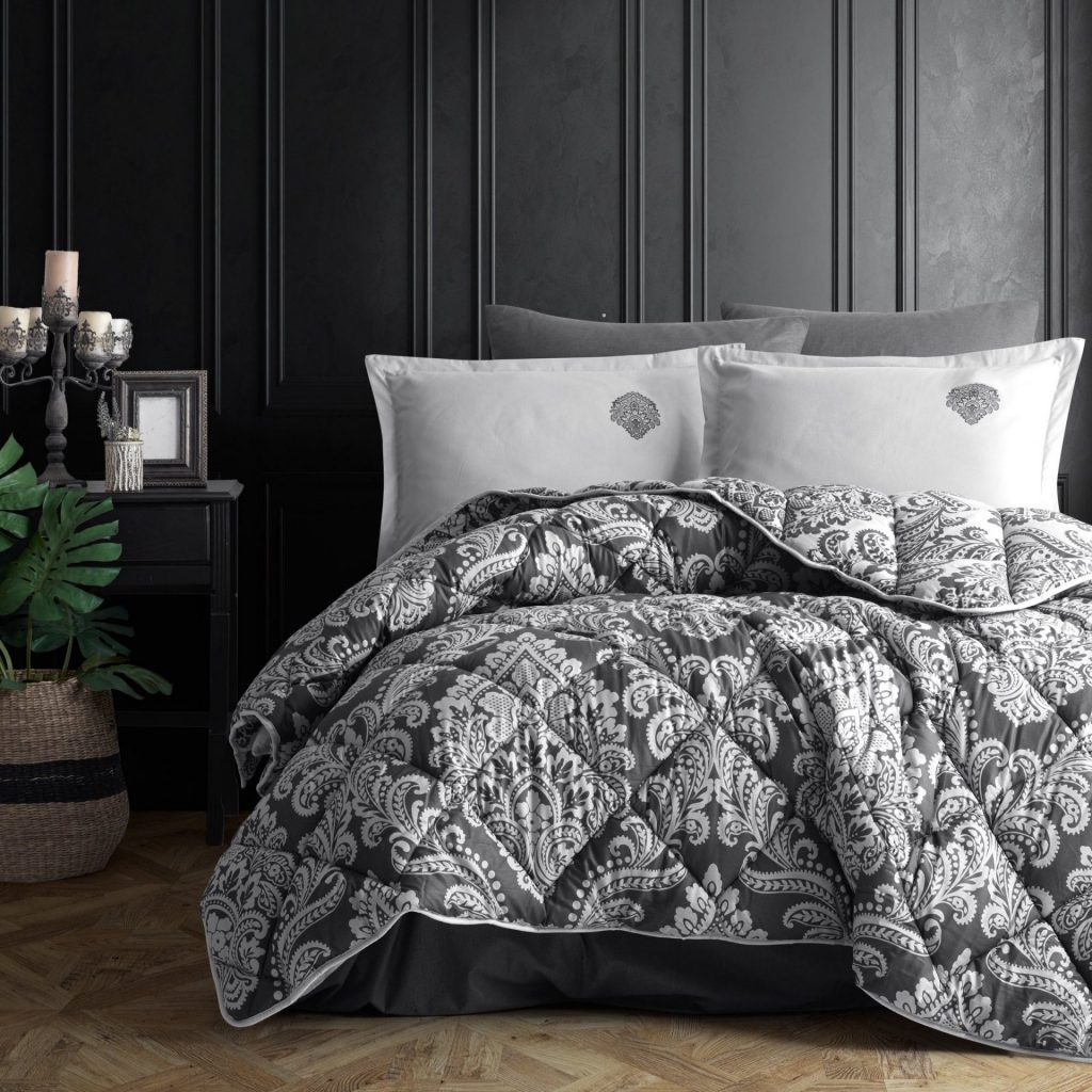 SMARTWellboo Black Marble Comforter Sets Queen Black and White Marble ...