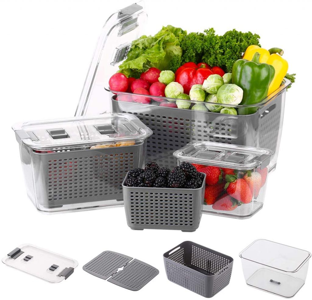 Smartware Produce Saver Storage Containers - Fresh Vegetable Fruit 